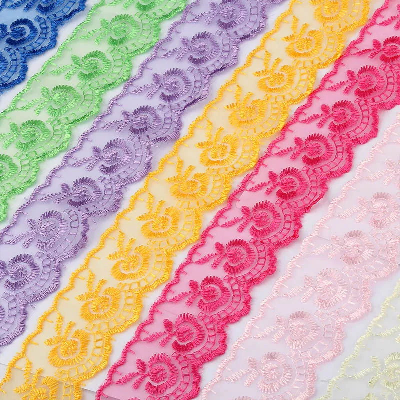 

DIY Embroidered High Quality 45MM Lace Fabric Ribbon Tape 10 Yards Lace Trim Sewing Decoration Beautiful White Lace