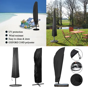 

Offset Straight Patio Umbrella Cover with Zipper Waterproof Fabric Cantilever Outdoor Parasol Umbrella Frame Cover
