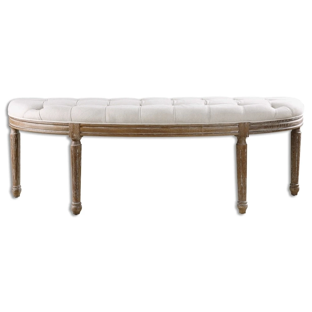 Leggett Tufted White Bench |