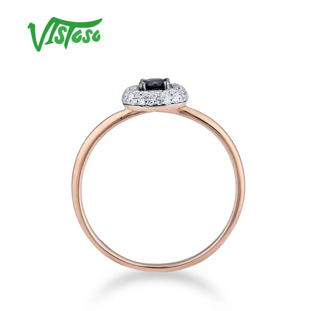 Кольцо VISTOSO Pure 14 K 585 розовое золото для женщин кольцо Сияющие алмазы, синий сапфир роскошное свадебное Помолвочное элегантные изысканные украшения