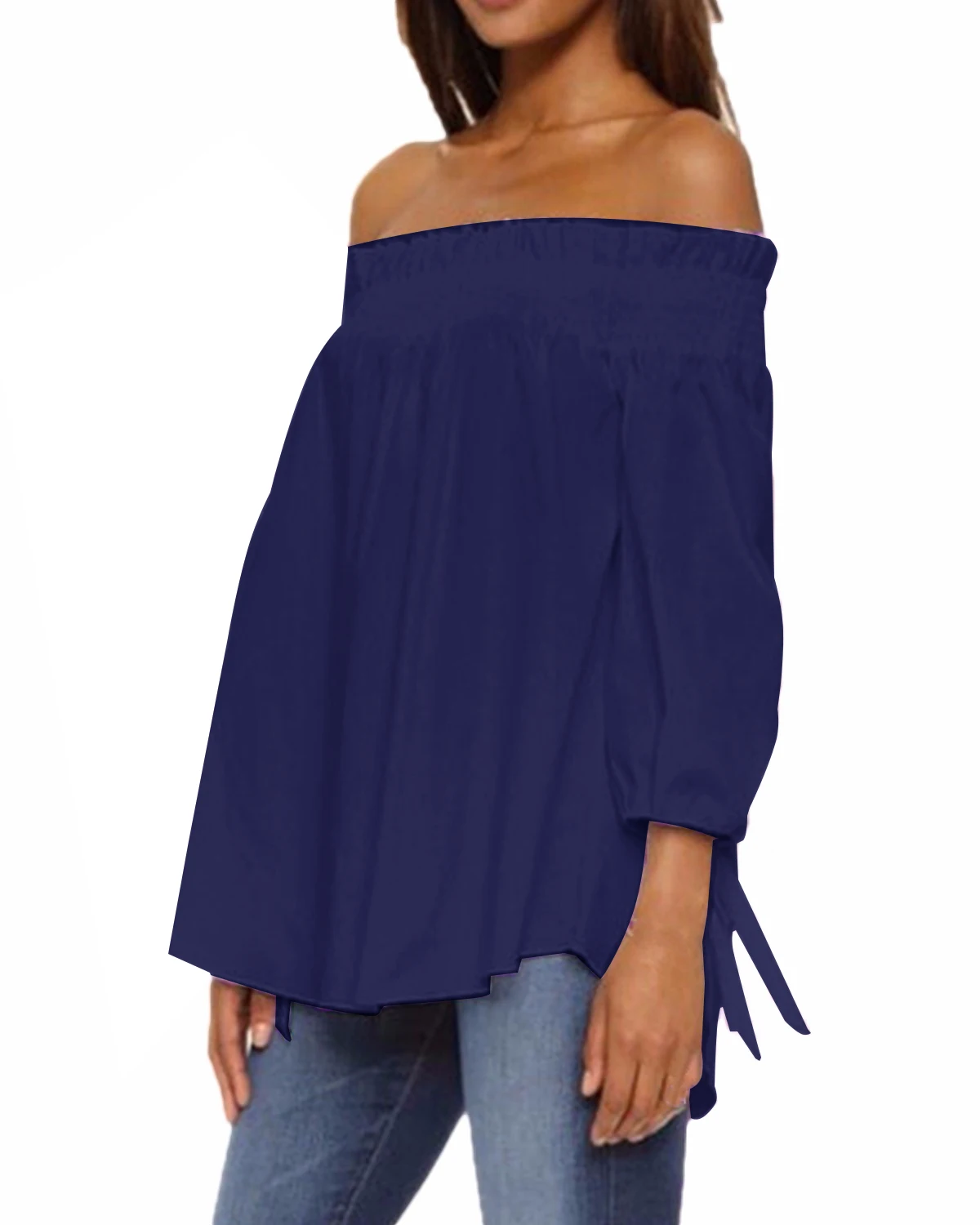 ZANZEA 2019 الصيف قمم المرأة مثير قبالة الكتف مائل الرقبة مخطط ضئيلة القوس قمصان الإناث بلوزة عارضة حزب Bluasa زائد حجم