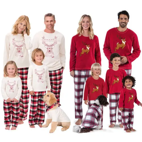 

Family Christmas pajamas Set Xmas Sleepwear Nightwear Elk Tops striped Pants New year Matching outfits Christmas baby clothes