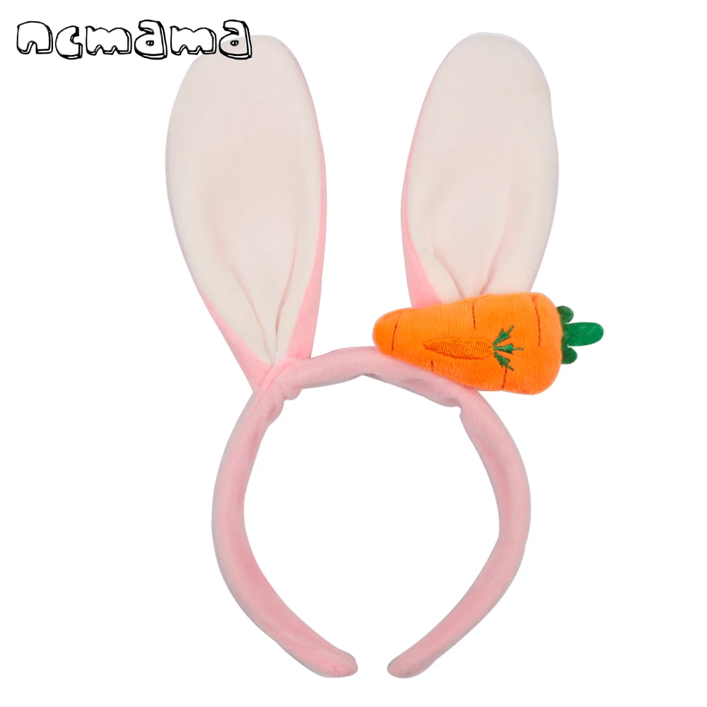 

ncmama Cute Rabbit Style Plush Hairbands for Girls Korean Bunny Ears Hair Band with Carrot Women Hair Hoop Hair Accessories