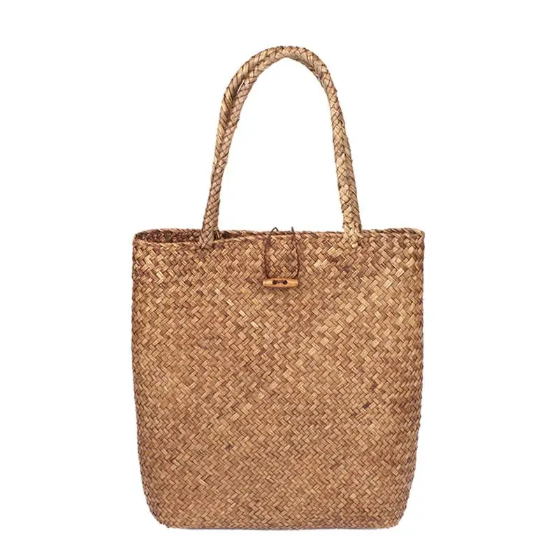 

Hand-Woven Large Rattan Flower Basket Tote Bag Travel Handbag Shopping Bag For Women