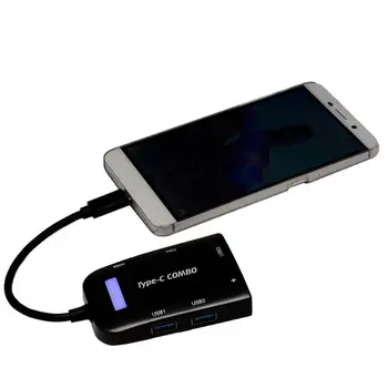 

5Gbps Super Speed USB 3.0 Type-C To 3 Port USB Hub Card Reader Adapter Connector Expand Hub For SD,TF,MicroSD For Phone