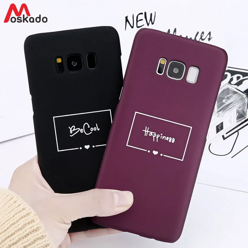 

Moskado Red Wine Retro Phone Case For Samsung Galaxy S8 S9 Plus Note 8 9 S7 Edge Letter Happiness Be Cool Hard Plastic Cover