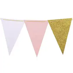 Горячие подвесная Гирлянда Вымпел цепи знак Свадьба День Рождения украшения бумага золото розовый белый