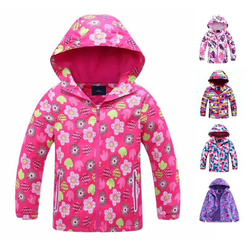 Meninas à Prova Jaquetas da Criança Jaqueta ao ar Dwaterproof Água Outono Livre Roupas Infantis Esportes Hoodies Cabolsa Velo Quente Outerwear