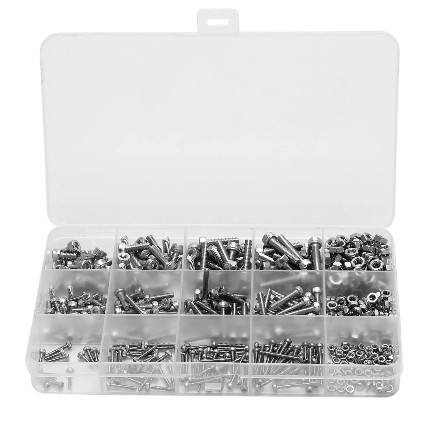 

ELEG-Stainless Steel Screw and Nut 535pcs, M2 M3 M4 Hex Socket head Cap Screws Assortment Set Kit