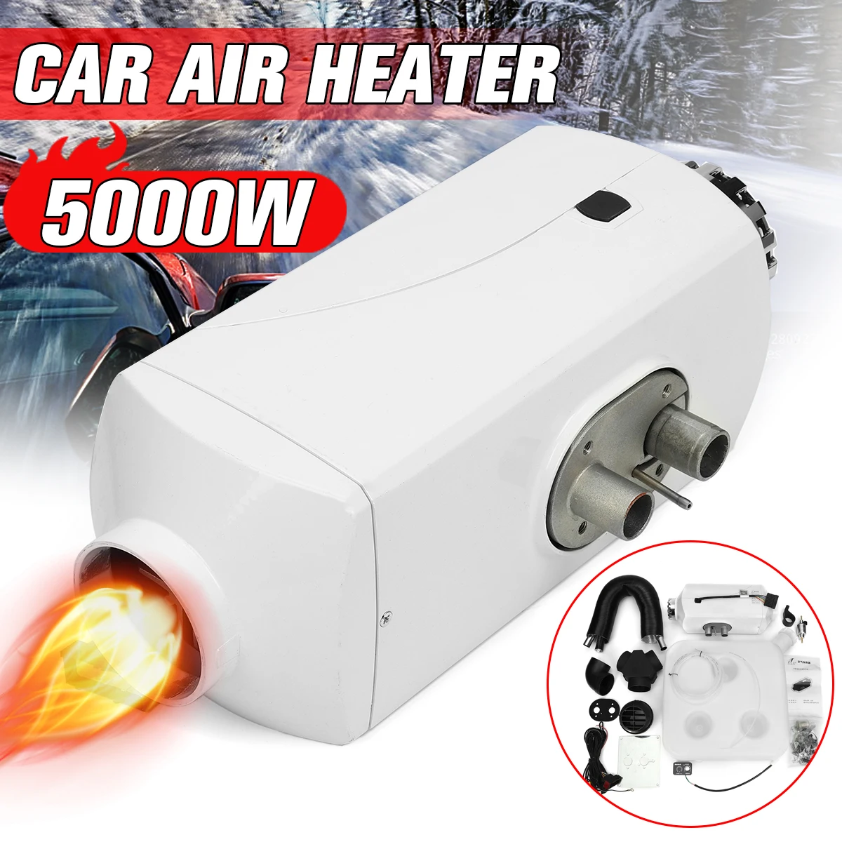 

5KW 24V Car Engine Air Heater Preheat Water Tank Auto Parking Warming Preheater Aluminum PVC Reasonable White Heating Purity