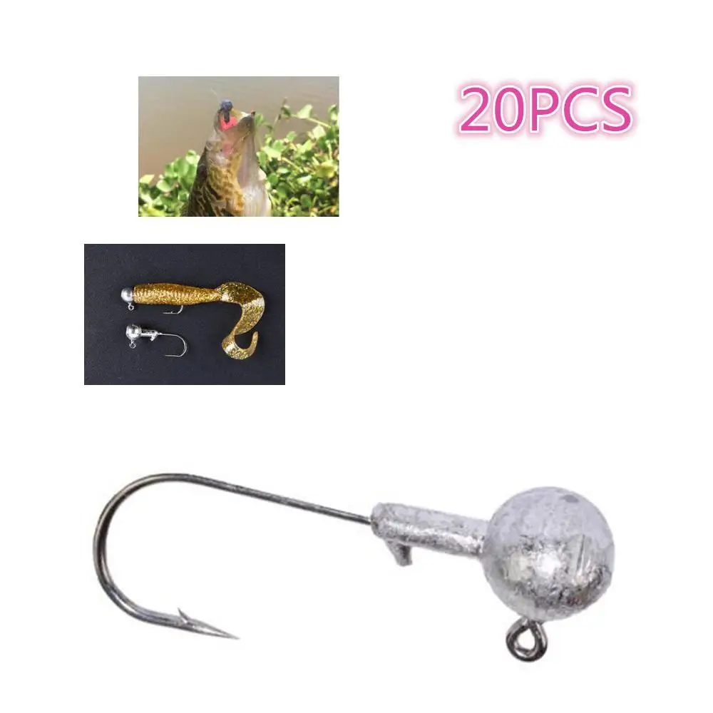 

None 20pcs 2 / 3.5 / 5 / 7 / 10 g Professional Lead Head Fishing Hook Fishing Lures Hooks Single Head Hook for Ice Fishing