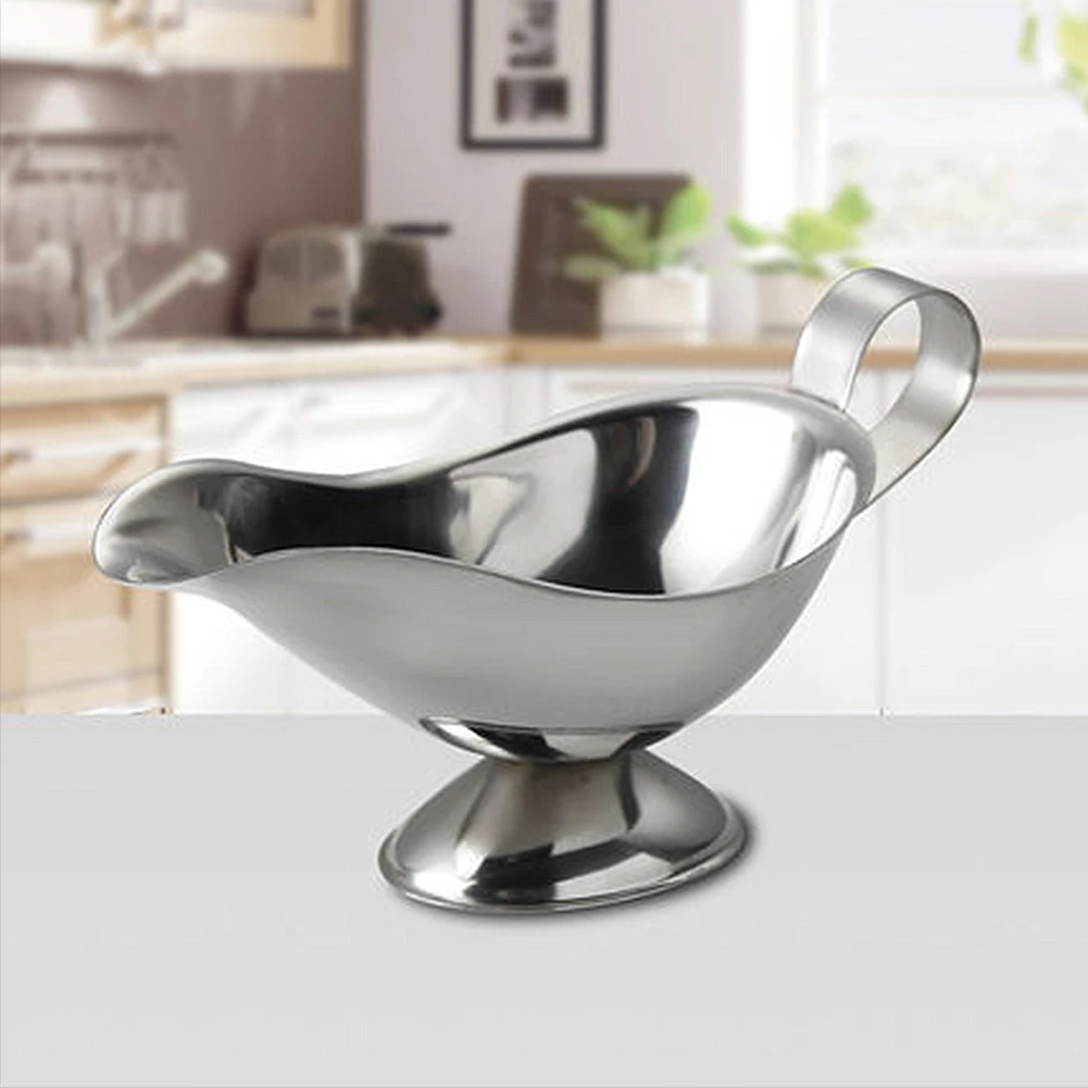 

Hotel Commercial Kitchen Restaurant Vinegar Ergonomic Handle Stainless Steel Flavor Sauce Dripless Lip Salt Spice Gravy Boat