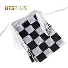 

F1 Racing Checkered Hanging Flag 20PCS 6M Polyester Black White Printed Home Decorative 14x21cm Auto Sports Flags and Banners