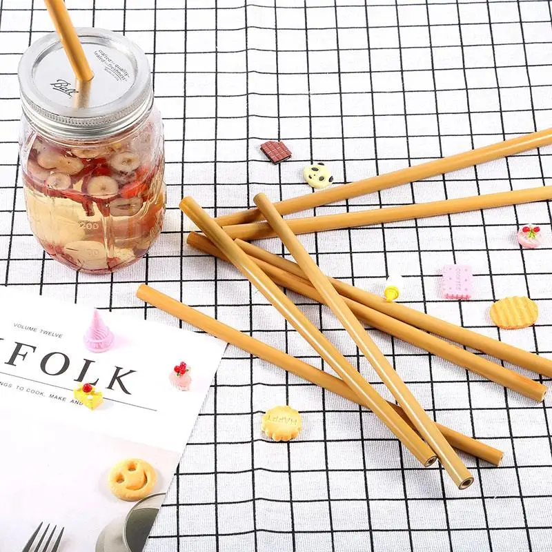 

Useful 12pcs/1set Bamboo Drinking Straws Reusable Eco-Friendly Party Kitchen + Clean Brush For Drop Shipping Wholesale
