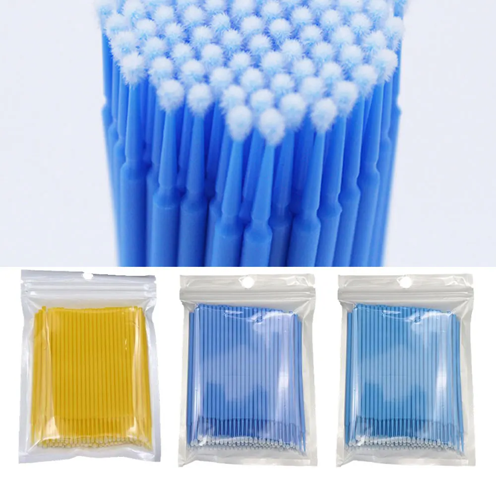 100pcs Disposable Makeup Cotton Swabs Eyelash Extension Eye Lash Glue