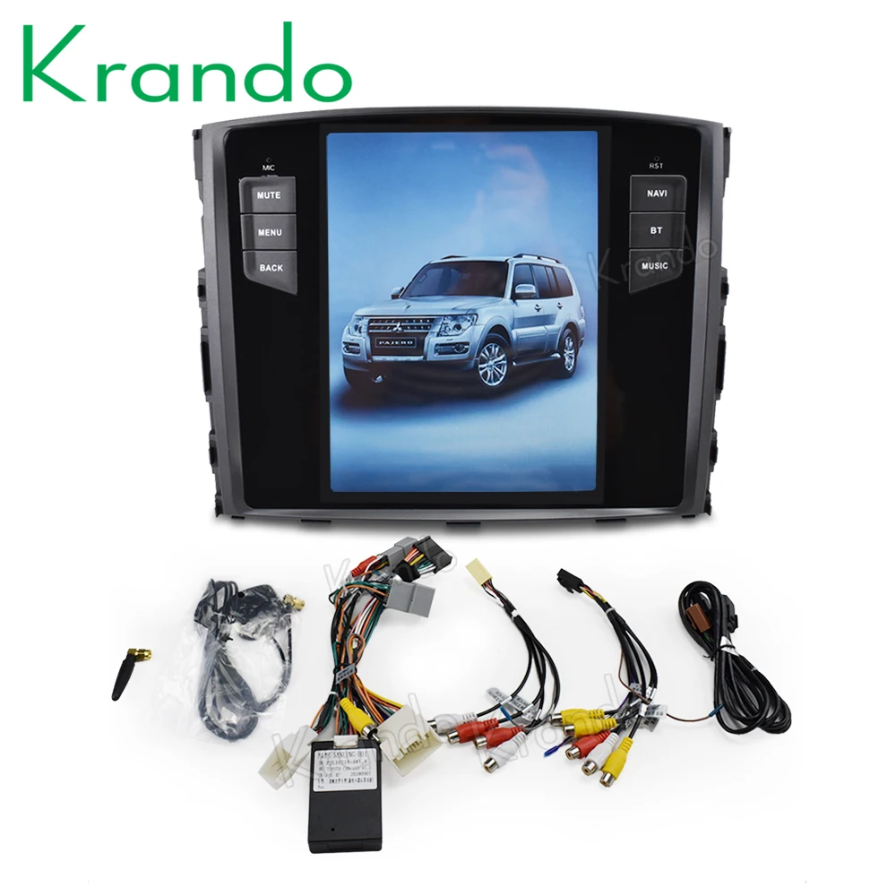 Best Krando Android 8.1 10.4" Tesla Vertical touch screen car radio player GPS For Mitsubishi Pajero V97 2006-2015 multimedia system 5