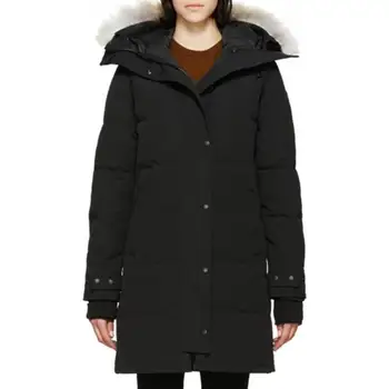 

Women Solid Color Winter Down Coat Pockets Warm Jacket Slim Fit Long Parkas