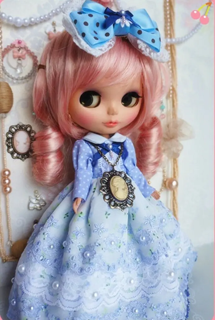 

[wamami] 92# Pullip Doll Handmade Blue Lolita Dress With Night Zone