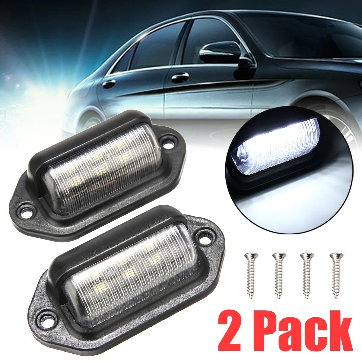 

2pcs 6LED Number License Plate Light Car Boat Truck Trailer Step Lamp Waterproof 12-24V