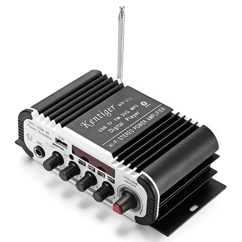 Kentiger Hy-V11 Bluetooth amplificador 2-canal Super Bass amplificador de Audio con el controlador remoto Tf Usb Fm 85Db mp3 Radio Fm
