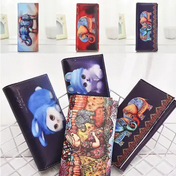 

Women Ladies Colorful Elephant Doodle Pattern Rectangle Wallet Purse Bag Handbag New Scrawl Elephant Printed Woman Long Wallet