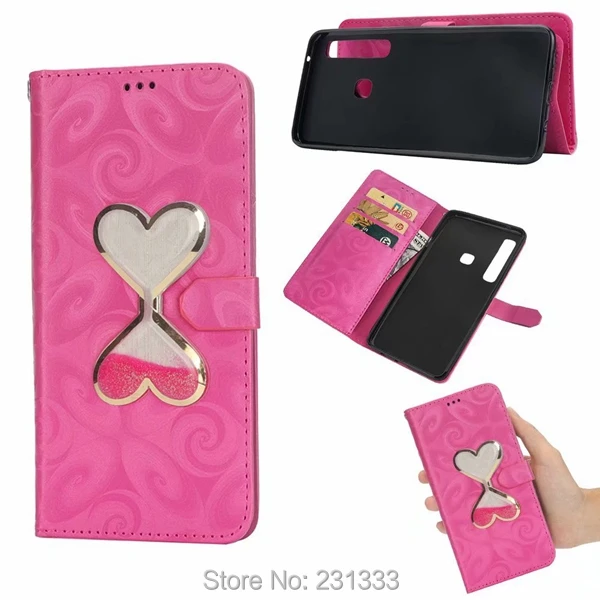 Кожаный чехол с жидким бумажником C-ku для Samsung Galaxy A9 2018 J4 Plus J6 A7 A750 Quicksand Love Stand ID Card