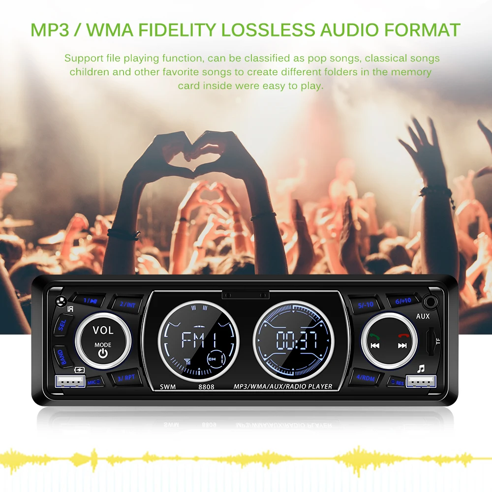 TiOODRE Car Bluetooth Stereo Audio In-Dash MP3 Radio Player Support USB TF AUX FM Receiver Remote Controller Charger | Автомобили и