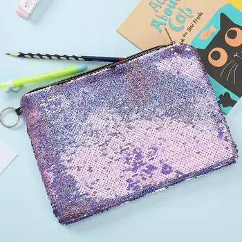 

Glossy Mermaid Sequin Pencil Bag Pencil Case Large Capacity Women Travel Cosmetic Bag Storage Pen Bag Case School Supplies