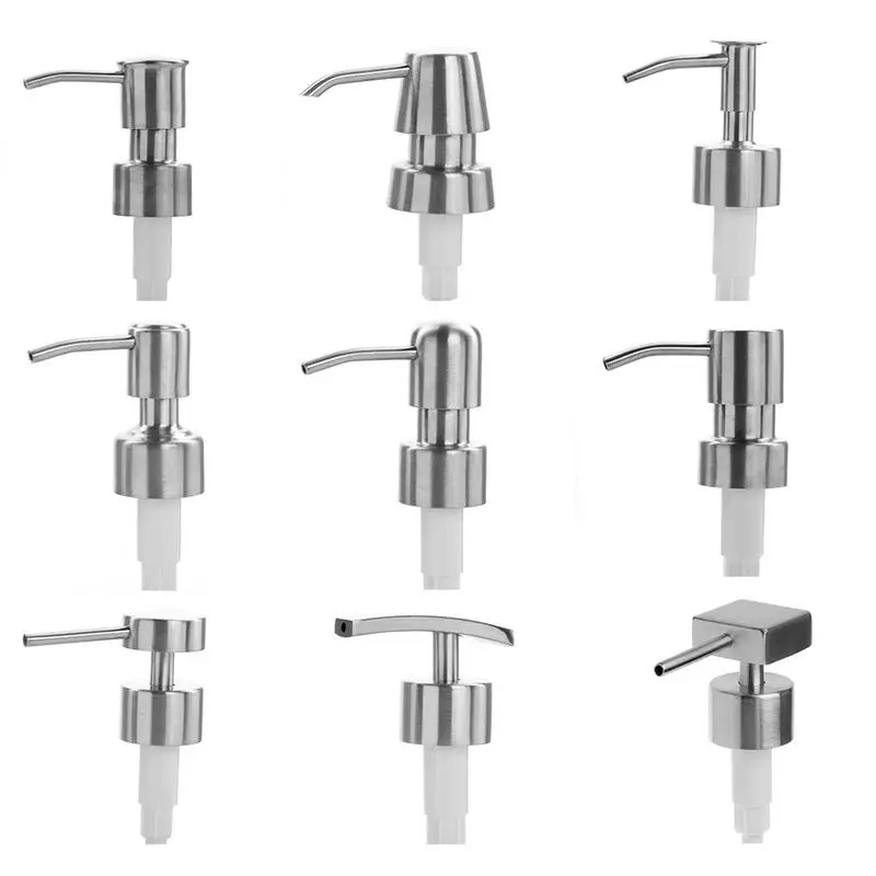 

304 Stainless Steel Silver Soap Pump Lotion Dispenser Replacement Head Adapter Jar Tube Bathroom Supplies