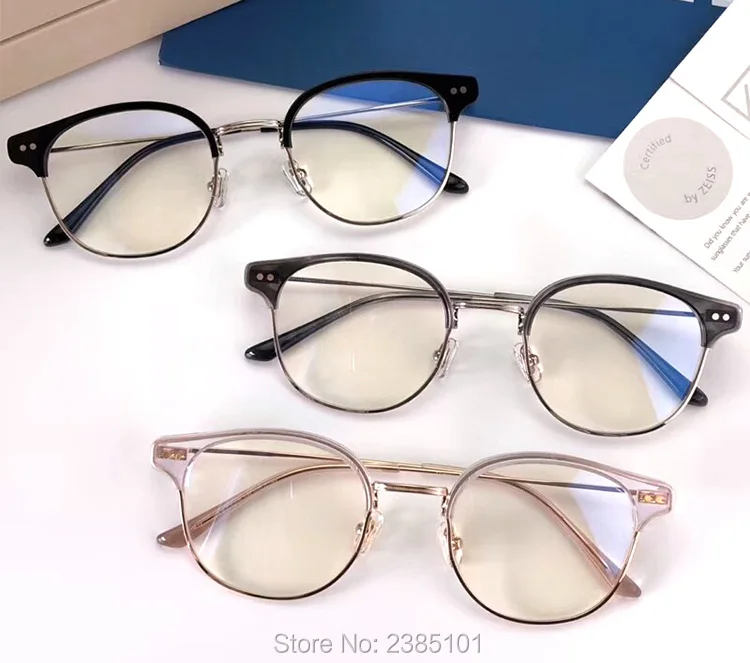 Skup Delikatne klasyczne okulary optyczne ramki na receptę okulary dla krótkowzrocznych pół ramki komputerowe kobiety mężczyźni gogle okulary z czystymi soczewkami