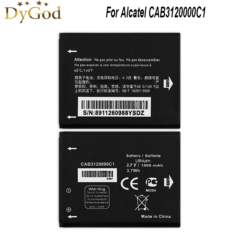 Аккумулятор DyGod 1000 мАч для Alcatel CAB3120000C1 CAB3122000C1 One Touch OT710 OT880 OT880A 768 | Мобильные