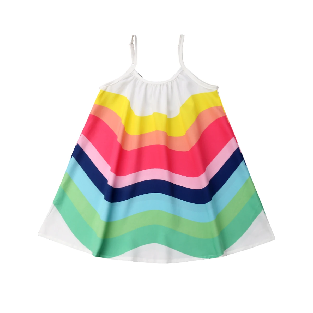 

1-6Y Toddler Kids Baby Girl Rainbow Dress Sleeveless Strap A-line Princess Girls Boho Summer Sundress Clothes