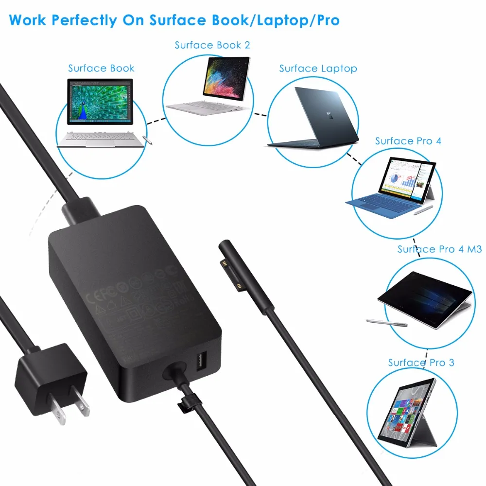 Зарядное устройство SOONHUA 15V 4A 65W для Surface Pro 4/Pro 3/Pro 5 US Plug адаптер зарядного