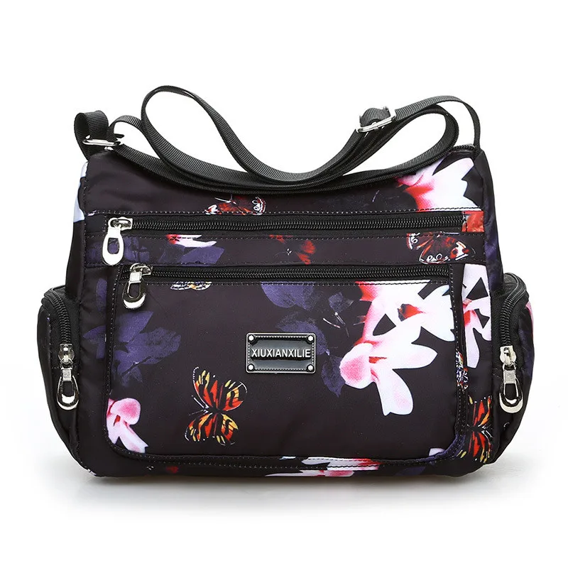 Модная женская сумка на плечо с цветочным узором, высокое качество, водонепроницаемый светильник, нейлоновая сумка через плечо для мамы, женская сумка с несколькими карманами