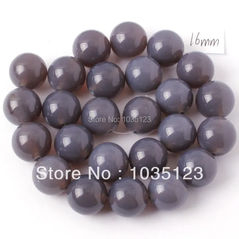 

Free Shipping 16mm Round Shape Natural Gray Agates Gems Loose Beads Strand 15" DIY Creative Jewellery Making w265