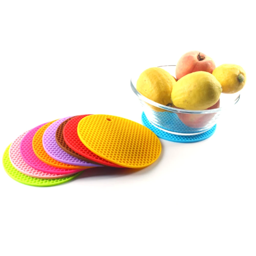 

Kitchen Gadget Silicone Round Placemat Soft Mat Non-slip Heat Resistant Mat Cushion Table Placemat Pot Holder Dining Tablemats