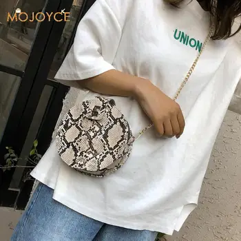 

Retro Serpentine Chain Round Bag Women Handbags Printed Small PU Leather Shoulder Crossbody Bags Messenger Bag Dropshipping