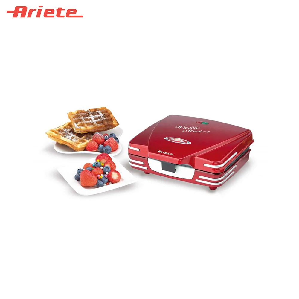 Вафельница Ariete 187 Waffle, цвет красный, мощность 700 Ватт, индикатор готовности к работе, система блокировки, антипригарное покрытие