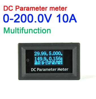 

12in1 OLED DC 200V 10A Shunt wattmeter Power Meter Electrical Cumulative power Voltage Current Time Energy Capacity Temperature