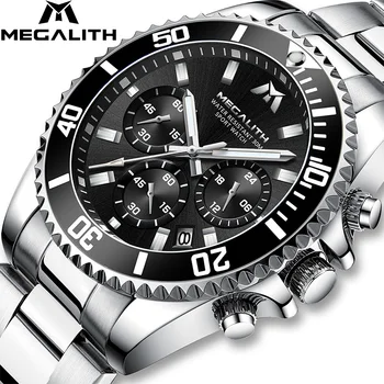 

MEGALITH Fashion Mens Watches Top Brand Luxury Chronograph Colck Men Watch Gents Reloj Hombre 2019 Sport Waterproof Wrist Watch