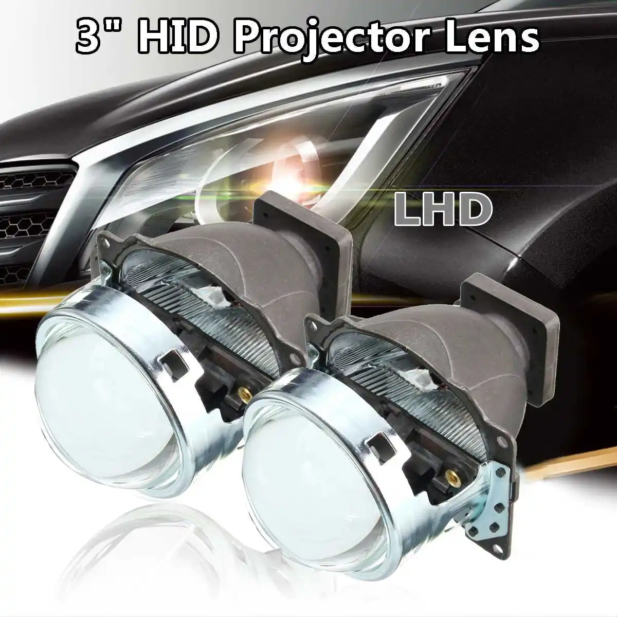 

2pcs 3 Inches Beam for HID Headlight Projector Lens Retrofit 35W For Left Drive D2S D2H D1S D4S Car Headlamp