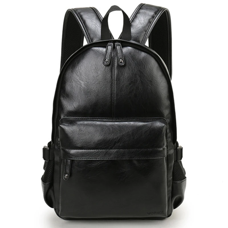 

Fashion Preppy Style Leather School Backpack Bag For College Simple Design Men Casual Daypacks mochila male New(Black)