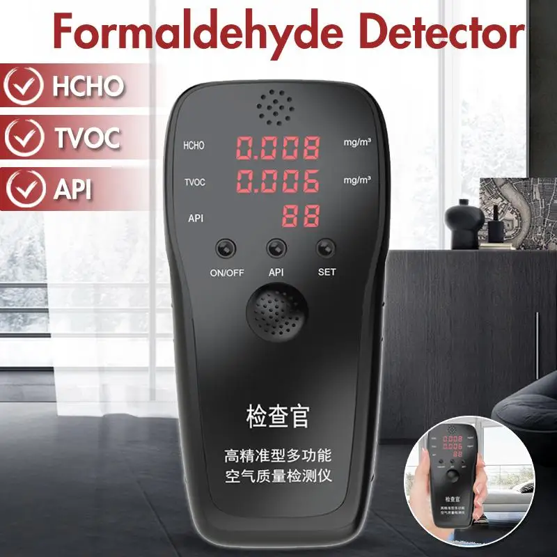 

Home Multi-functional HD LED Display Digital Formaldehyde Detector Smart Gas Analyzer Air Quality HCHO TVOC API PM2.5 Monitor