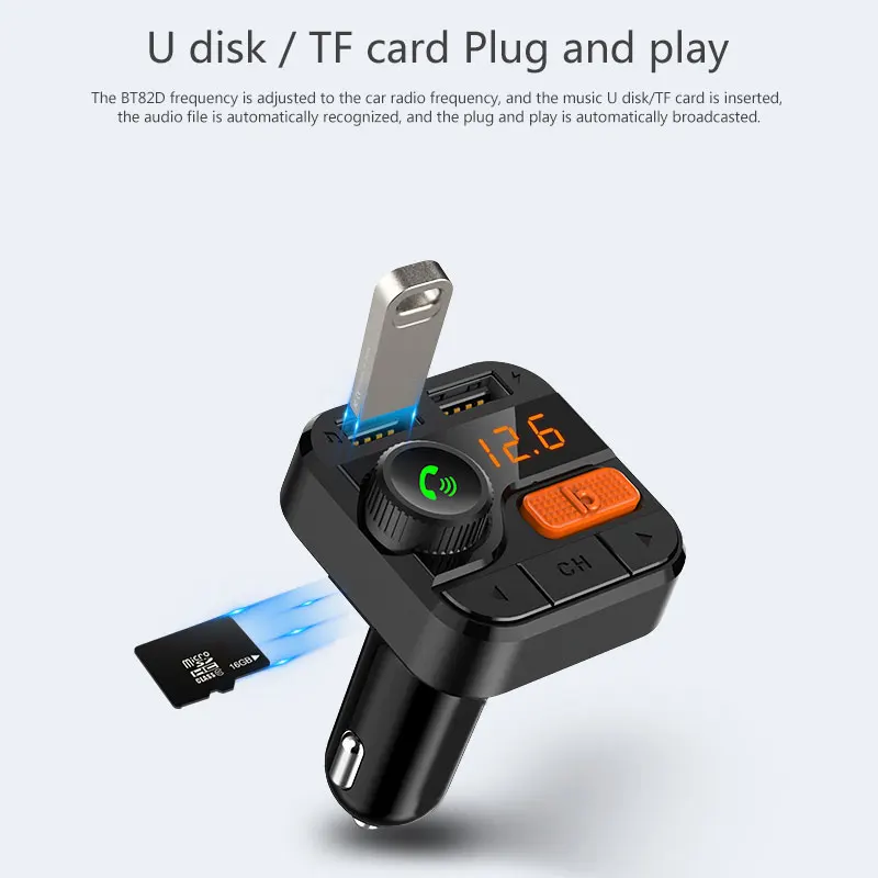 Onever BT82D беспроводной Bluetooth Hands-Free fm-передатчик модулятор Интеллектуальный основной Кристалл автомобильный аудио плеер адаптер USB зарядка