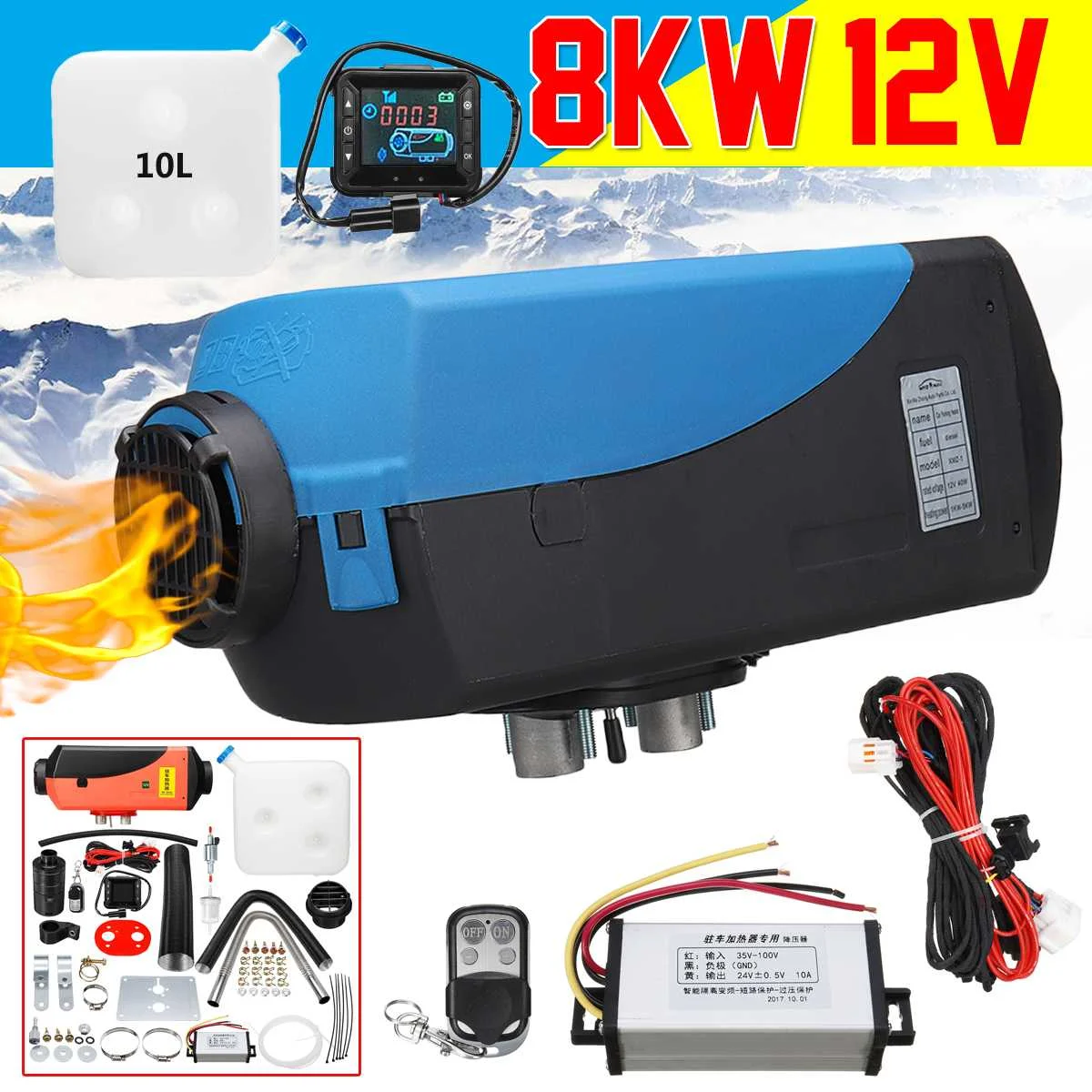 

With Remote Control 8KW 12V Air Diesel-Heater Planar LCD Monitor For Car Trucks Boats Bus Motor Home Silencer Single Hole Boats