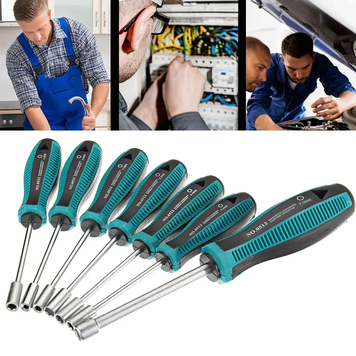 7Pcs Metal Mini Screwdriver Socket Nut Spinner Driver Set Mechanic