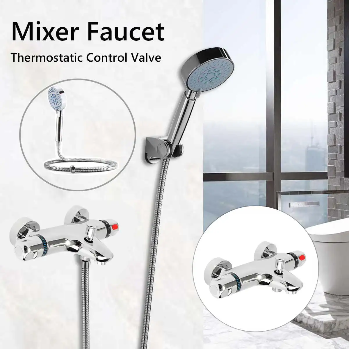 

Bathroom Thermostatic Mixer Bath Shower Faucets Water Control Valve Wall Mounted Ceramic Thermostatic Valve Mixer Faucet Tap