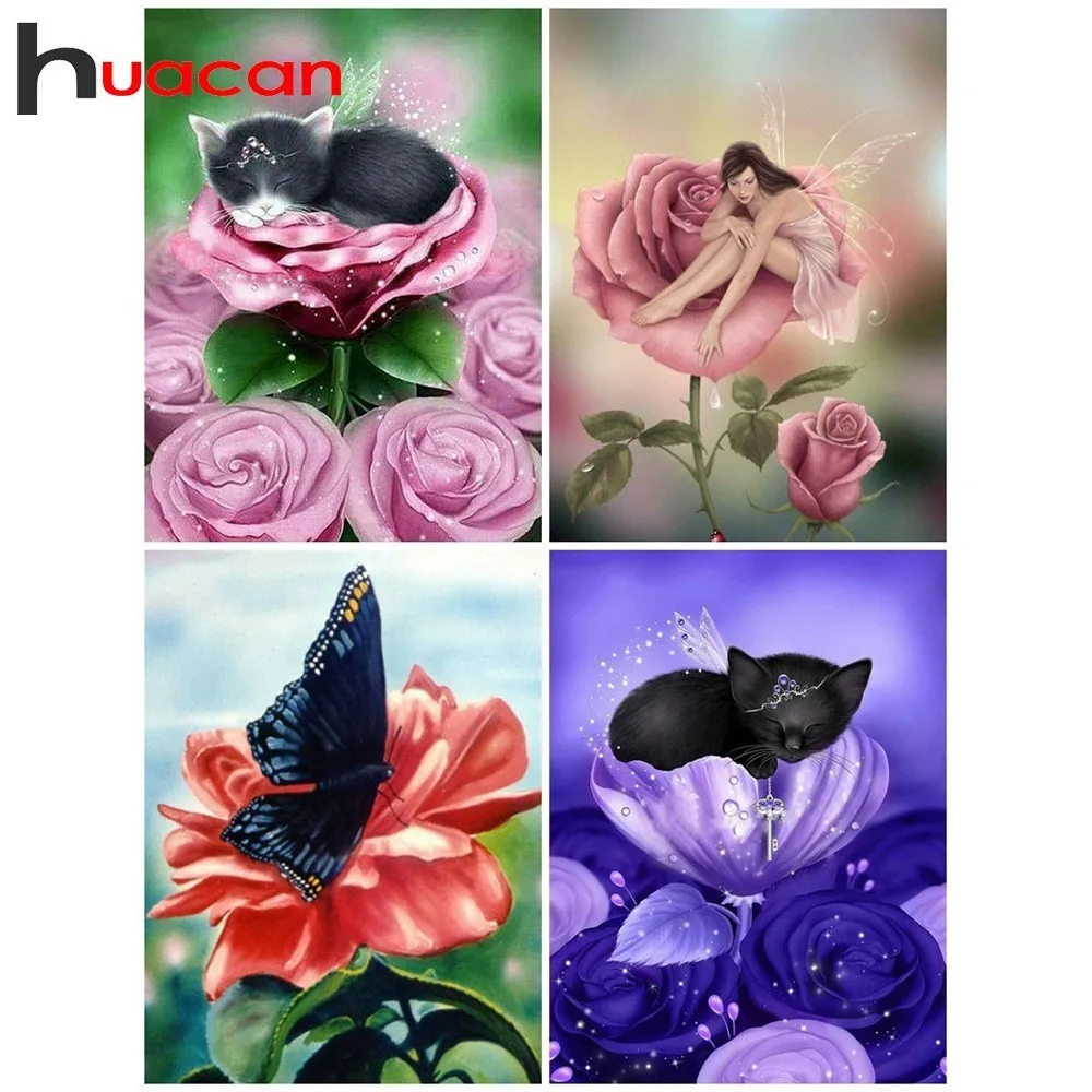 

Huacan 5D DIY Diamond Painting Full Drill Square Flower Diamond Embroidery Sale Rhinestones Mosaic Cross Stitch Kits Decoration