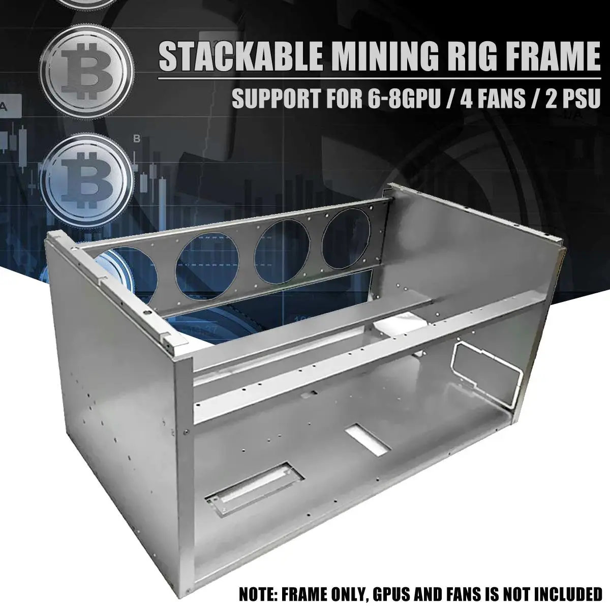 DIY 63cm*36cm*33cm For 4 Fans 6-8 GPU Crypto-currency Stackable Open Air Mining Rig Frame Miner Case ETC BTH Steel
