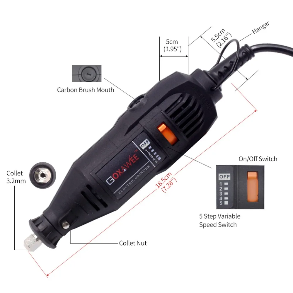 

Reboot 110V/220V Electric Mini Drill For Dremel Rotary Power Tools with 5 Variable Speeds Mini Engraver Grinder Polisher